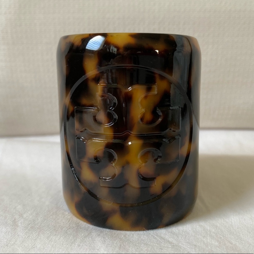 Tory Burch Logo Resin Tortoise Cuff Bracelet Gem